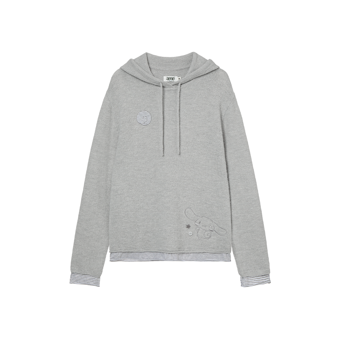 aeae x cinnamoroll - Layered Sleeve Hoodie (Light Grey)