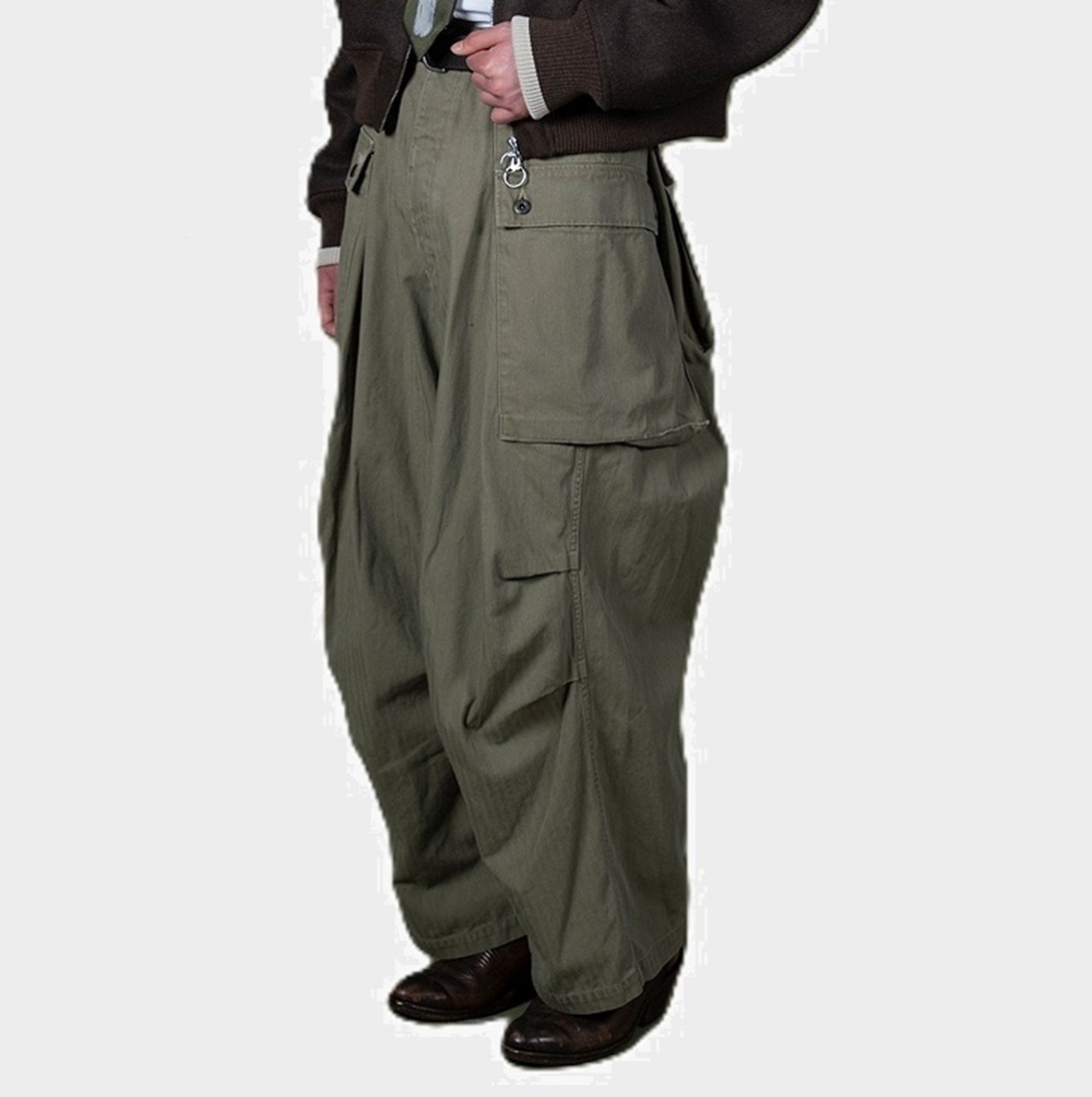 KAPITAL HERRINGBONE JUMBO MONKEY PANTS - OLIVE PRE ORDER ITEM (預訂中)