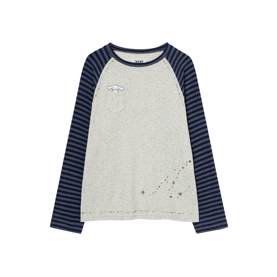 aeae x cinnamoroll - Stripe Knit Sleeve Tee (LIGHT GREY)
