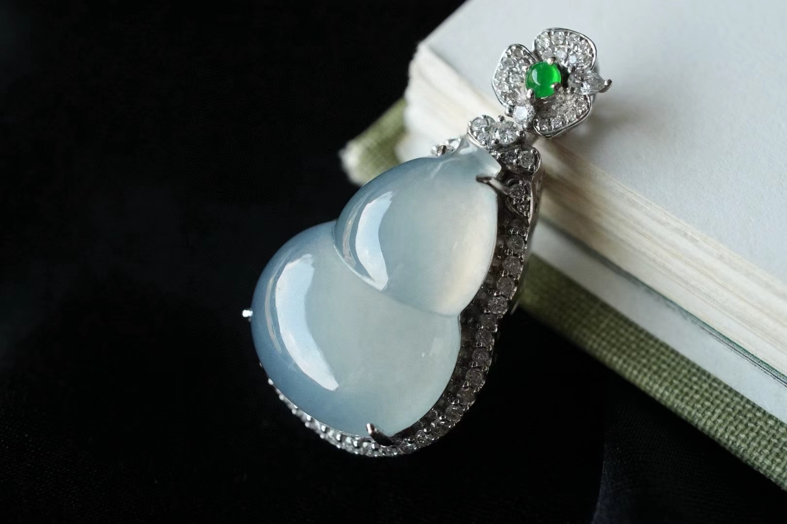 翡翠高冰葫蘆吊墜,天然翡翠A玉, 緬甸玉, Jade, Jadeite