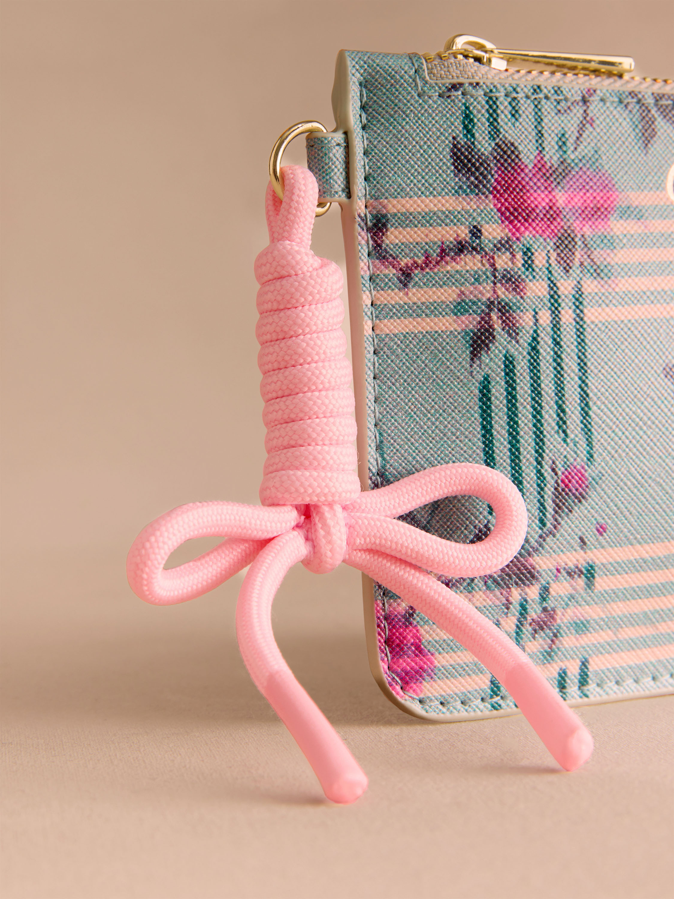 Check Floral 薄款拉鍊錢包