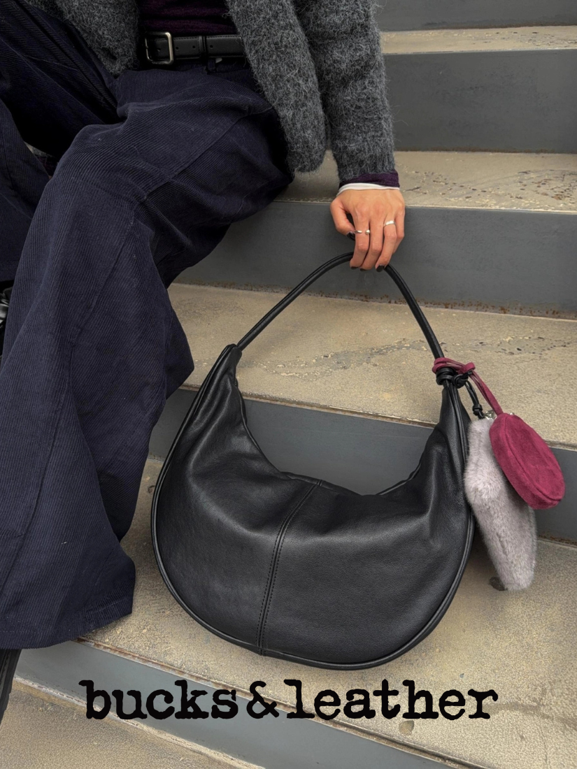 【 4/19收單 】｜Bucks & Leather Curve Shoulder  頂級真皮半月包