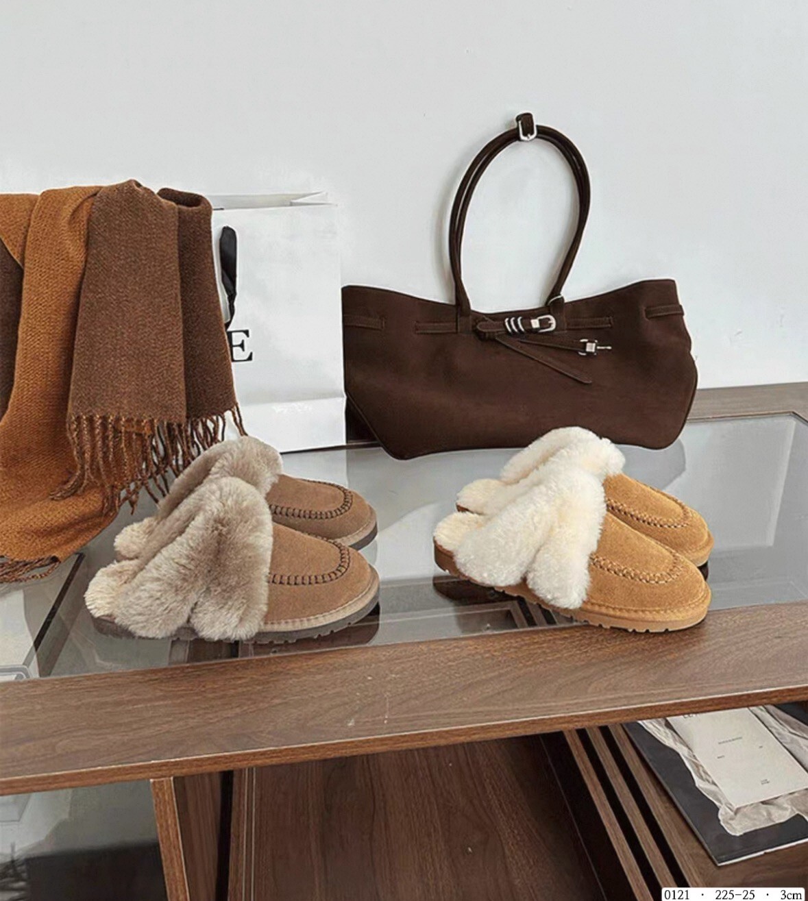 0121韓國真皮真毛雪靴拖