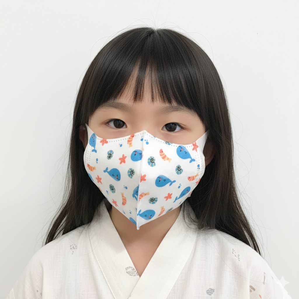 順易利3D立體醫用口罩_兒童S號50入寬耳帶印花