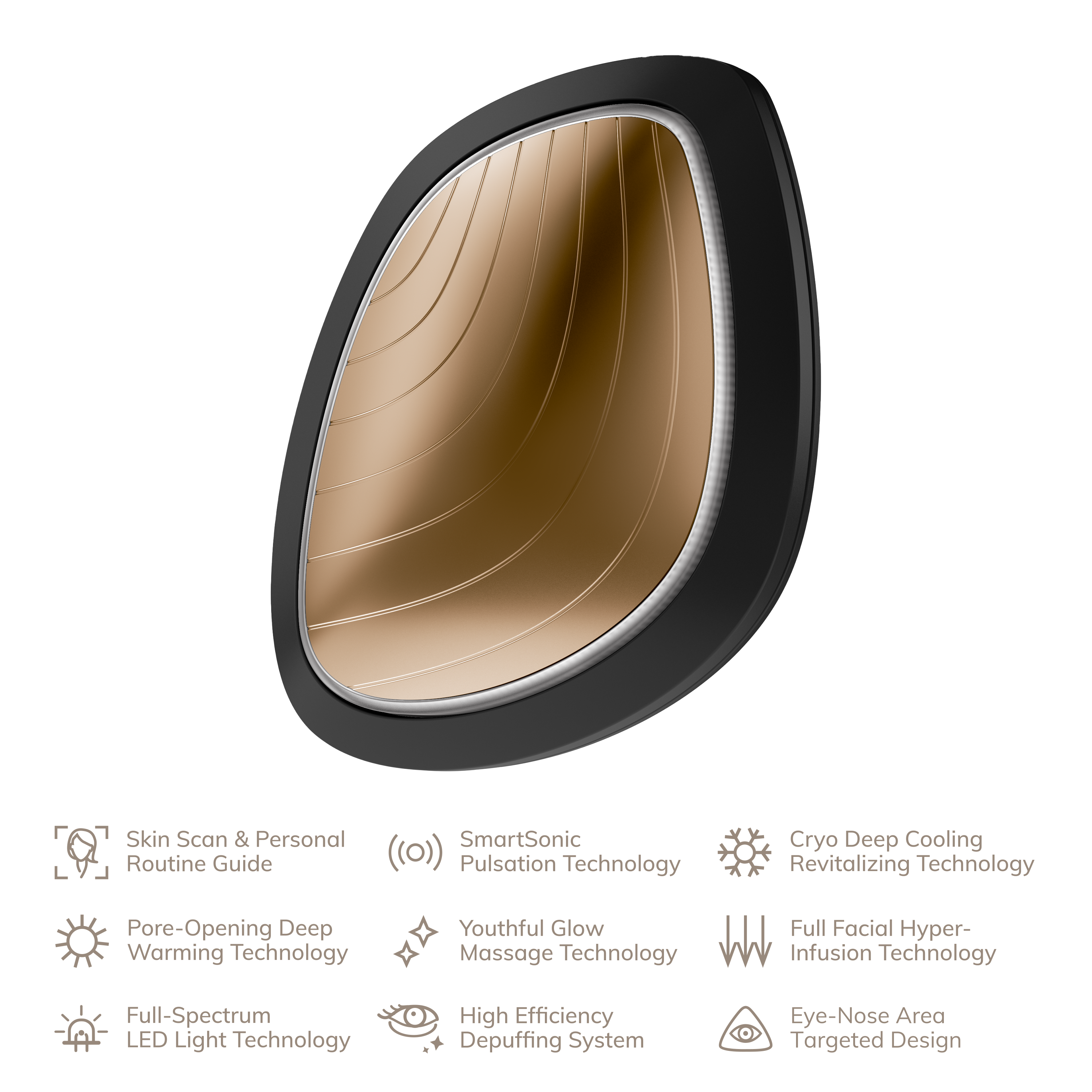 9合1智能聲波面部LED溫熱護理儀（灰色)