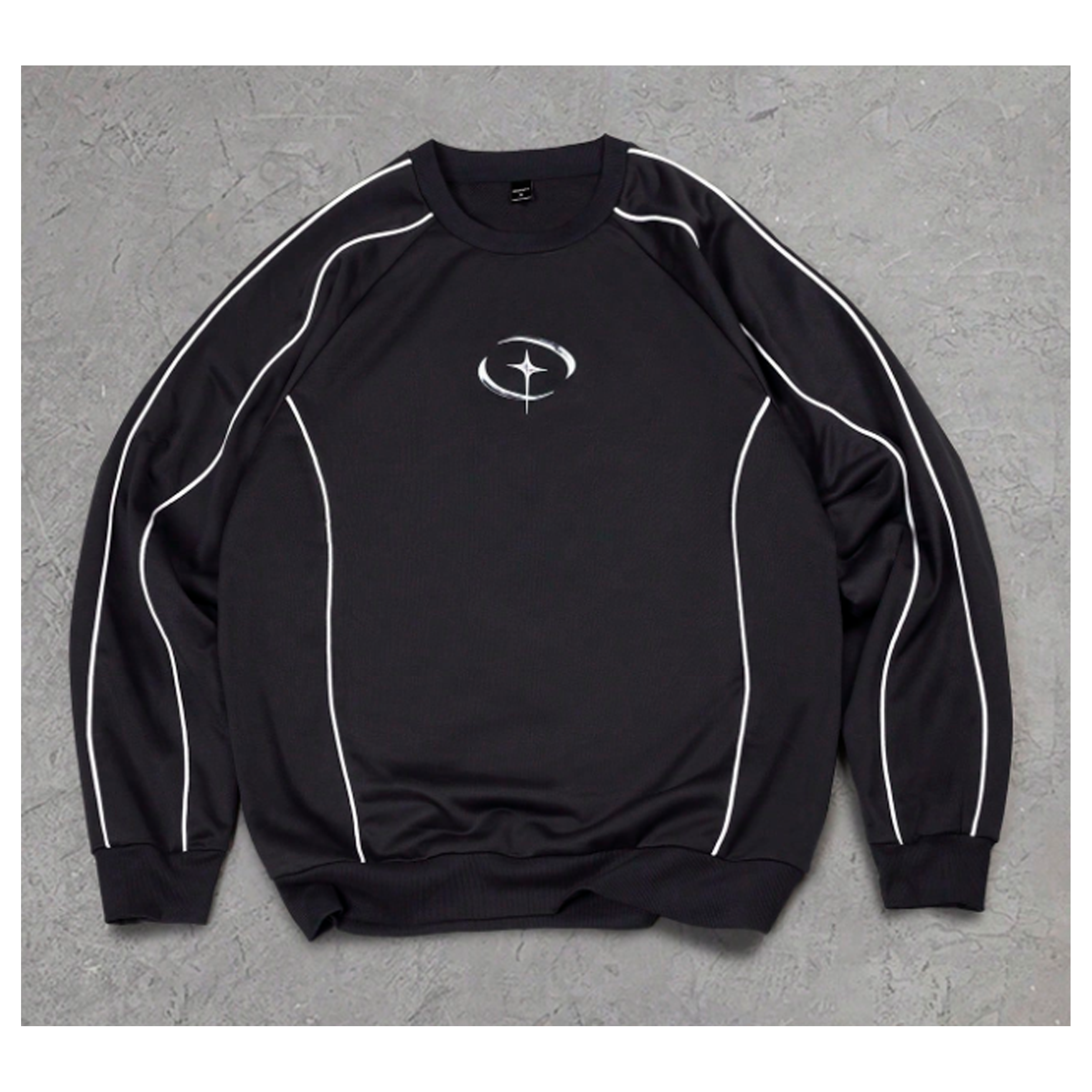 KADMAX大尺碼-幾何印花圓領長袖TEE〈KSMS2579〉