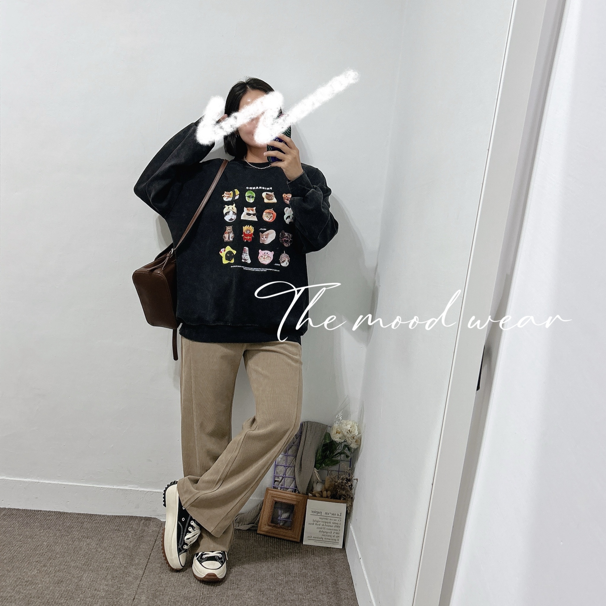 可愛貓咪水洗長袖上衣 迷因貓