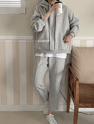 ᴴᴼᵀ ▸▸店長推薦◃◃ 秋冬新款/低調灰後釦大口袋連帽套裝  MANIFEST正韓🇰🇷