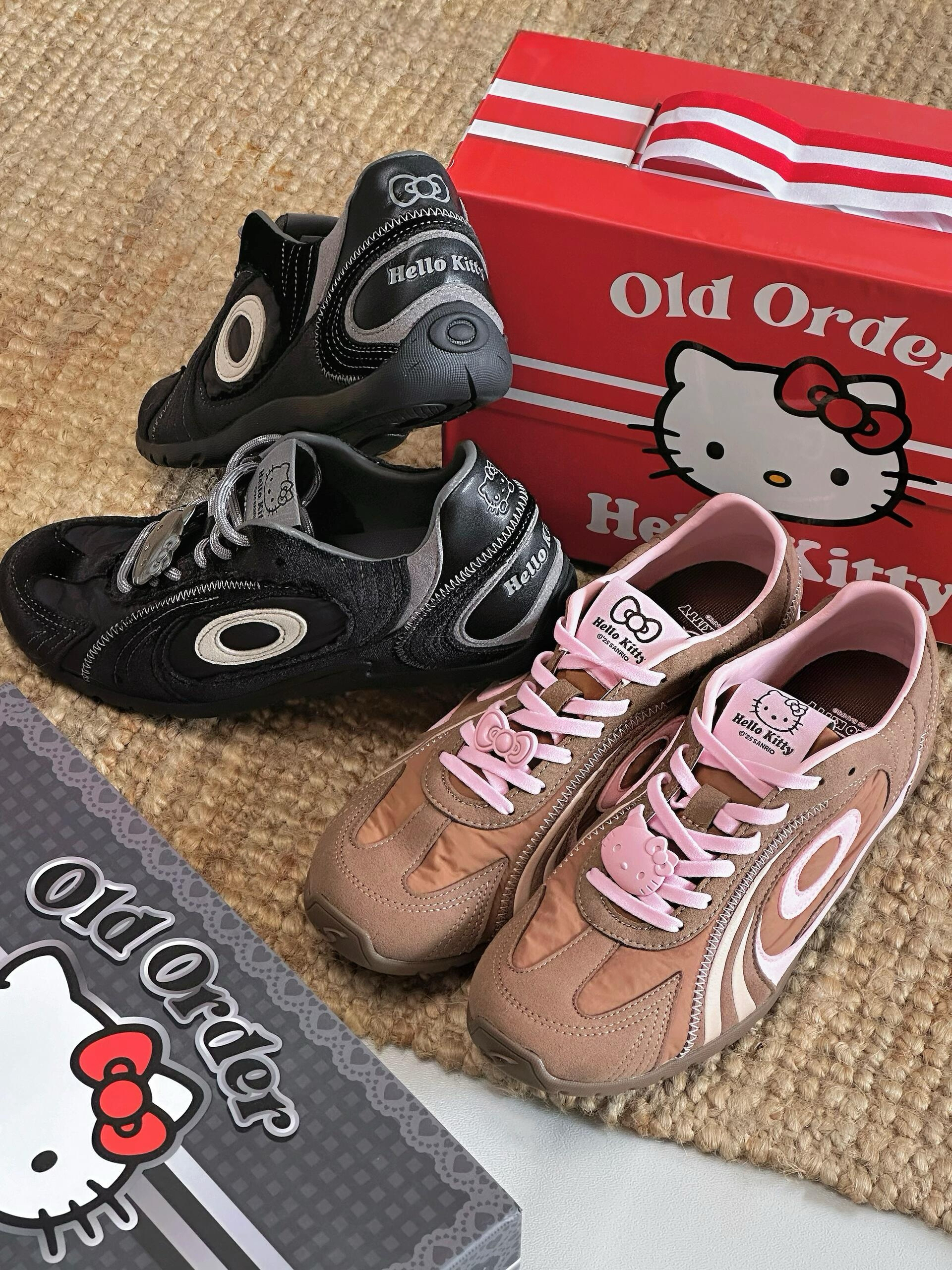 Hello kitty x OLD ORDER Turbo Lite 復古 德訓鞋 薄底鞋 芭蕾 Sanrio 三麗鷗  黑灰色 棕色 凱蒂喵/預購
