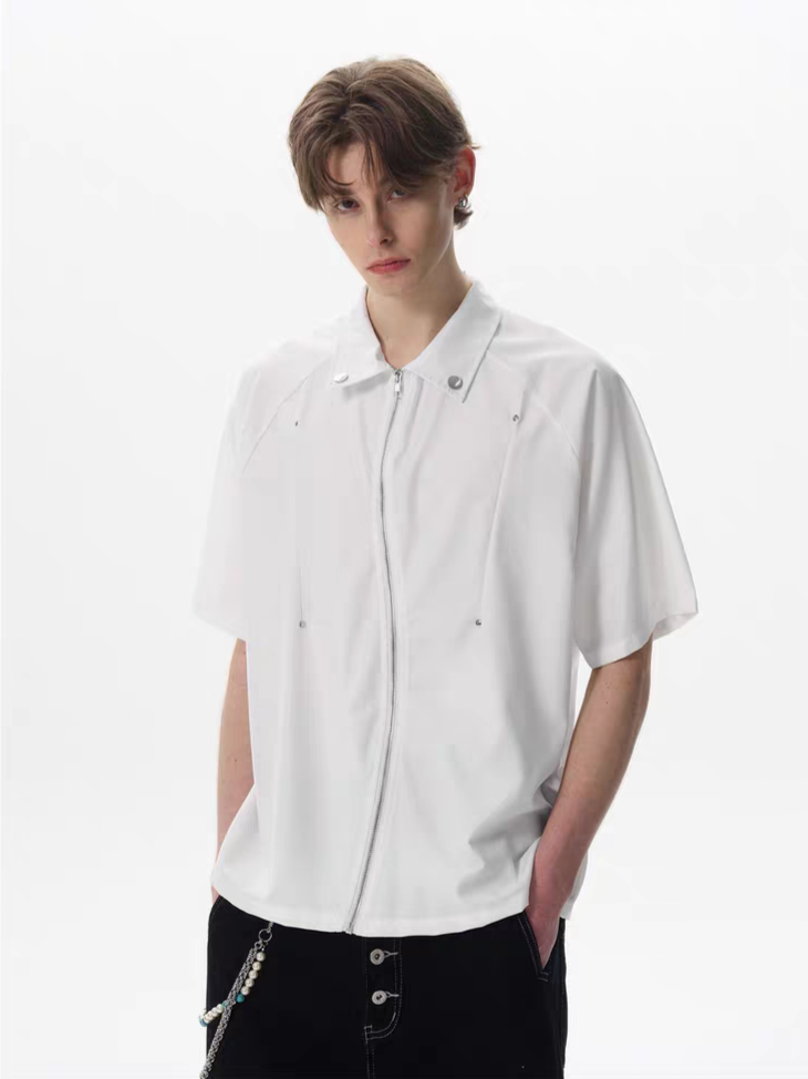 050. Zip-Front Short Sleeve Shirt