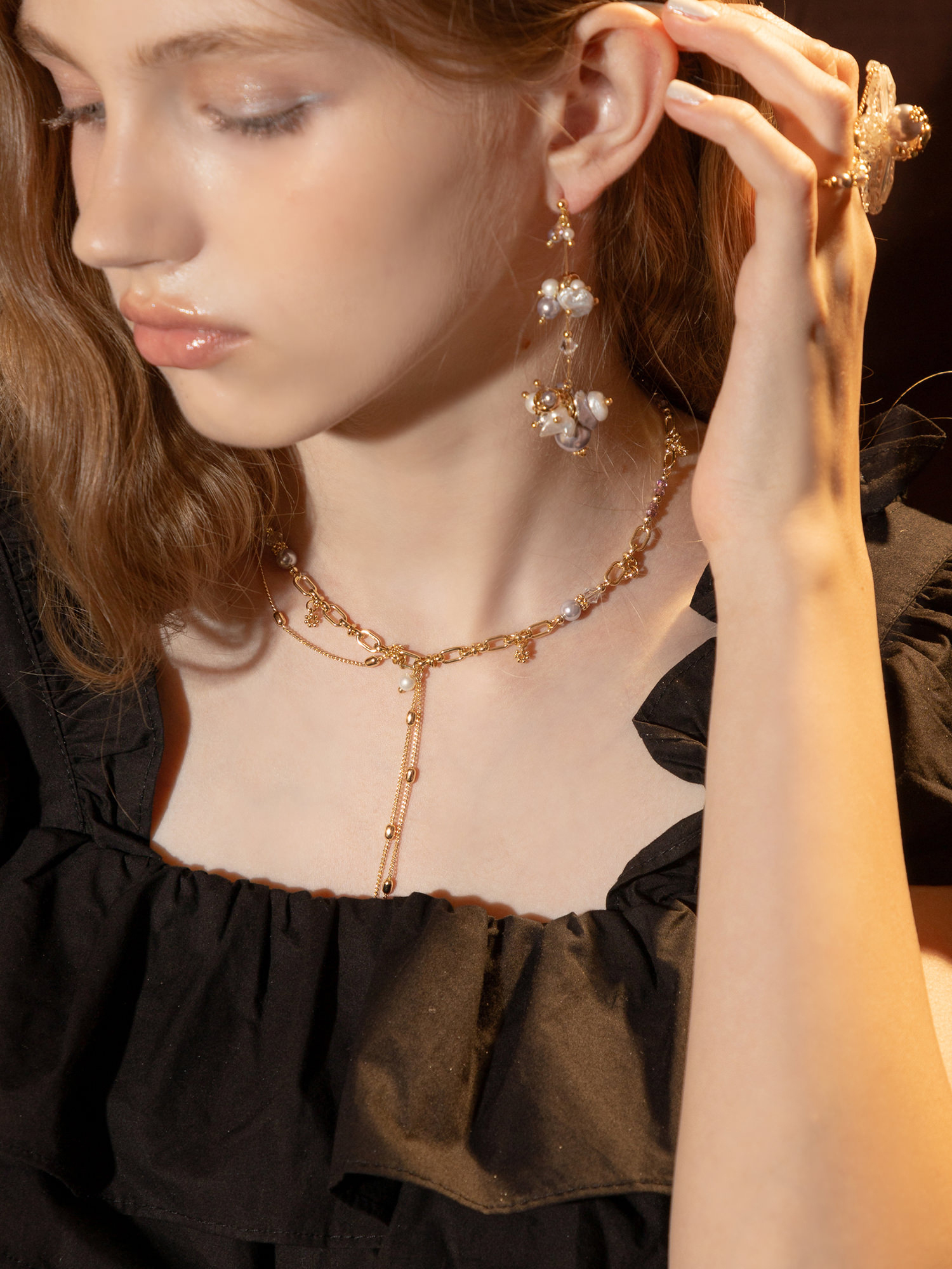 瑪伊演員夢。MUCHAT手作14KGP幾何水晶施華洛珍珠項鍊