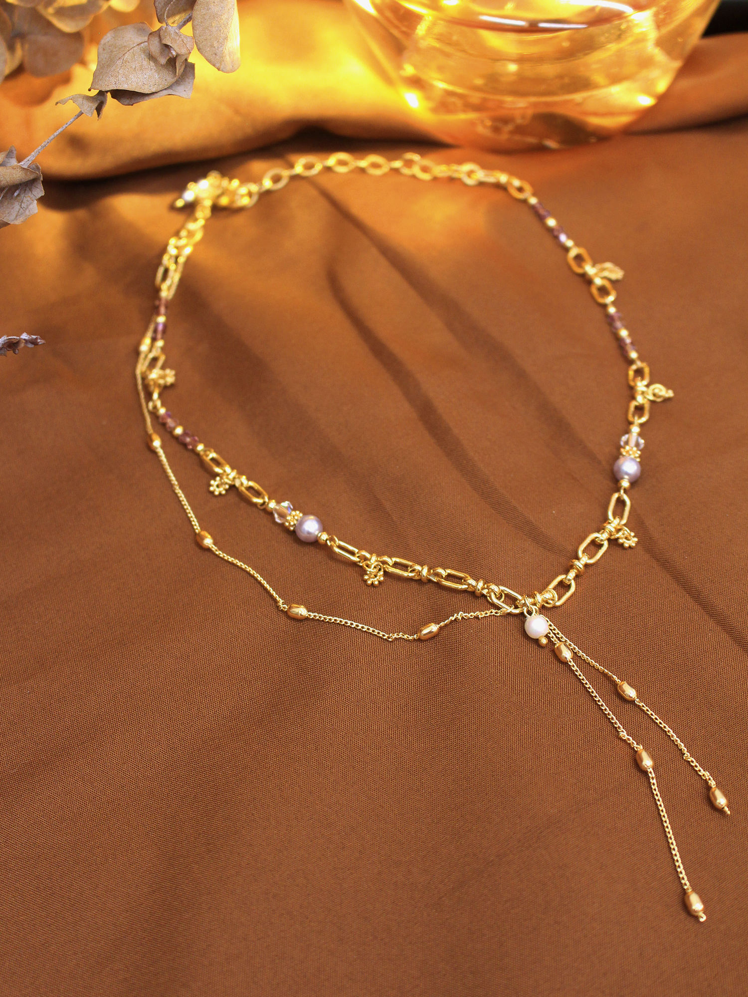 瑪伊演員夢。MUCHAT手作14KGP幾何水晶施華洛珍珠項鍊