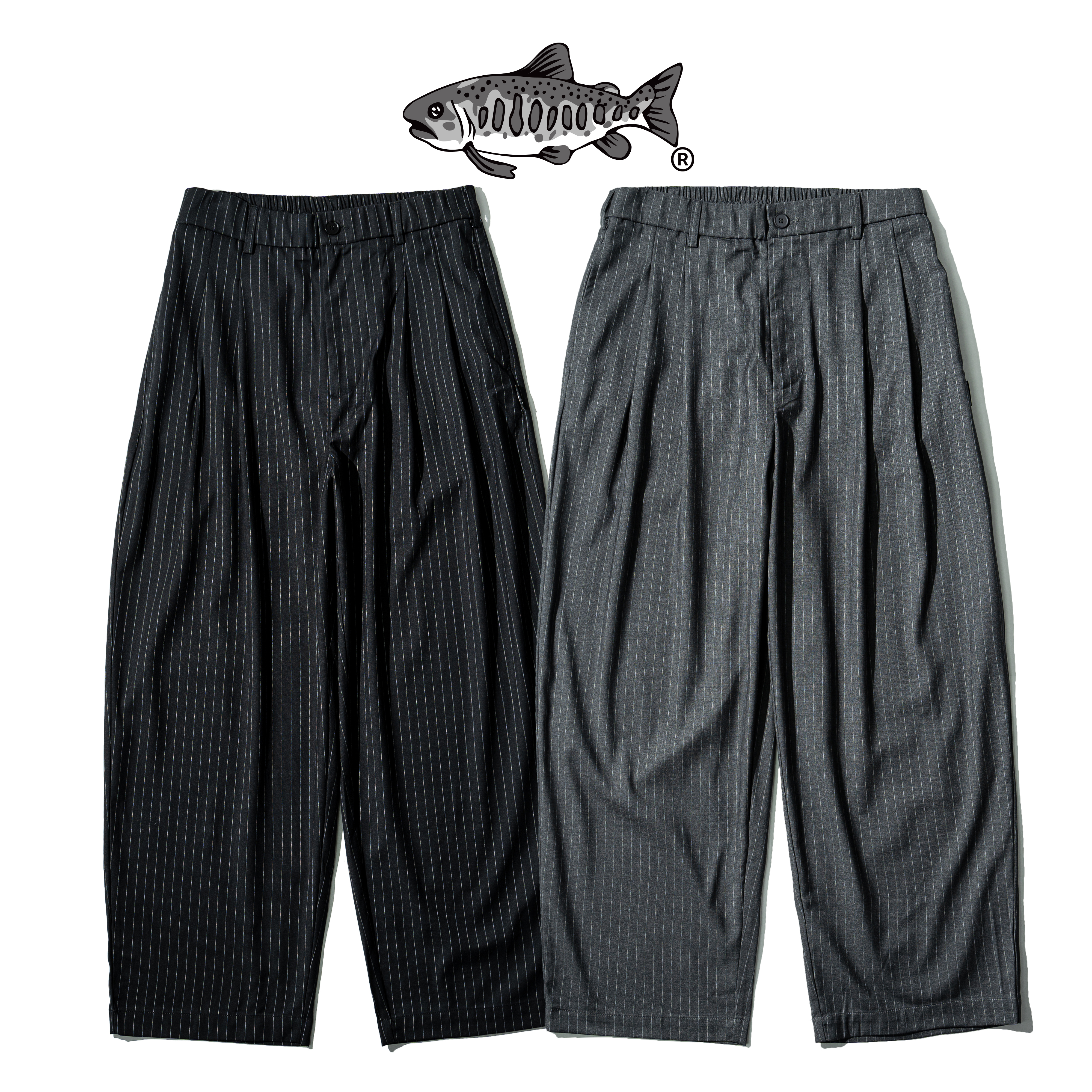 AGILITY Double Pleated Stripe Loose Pants 雙褶線 直筒 條紋西裝褲 [AC13-SP]