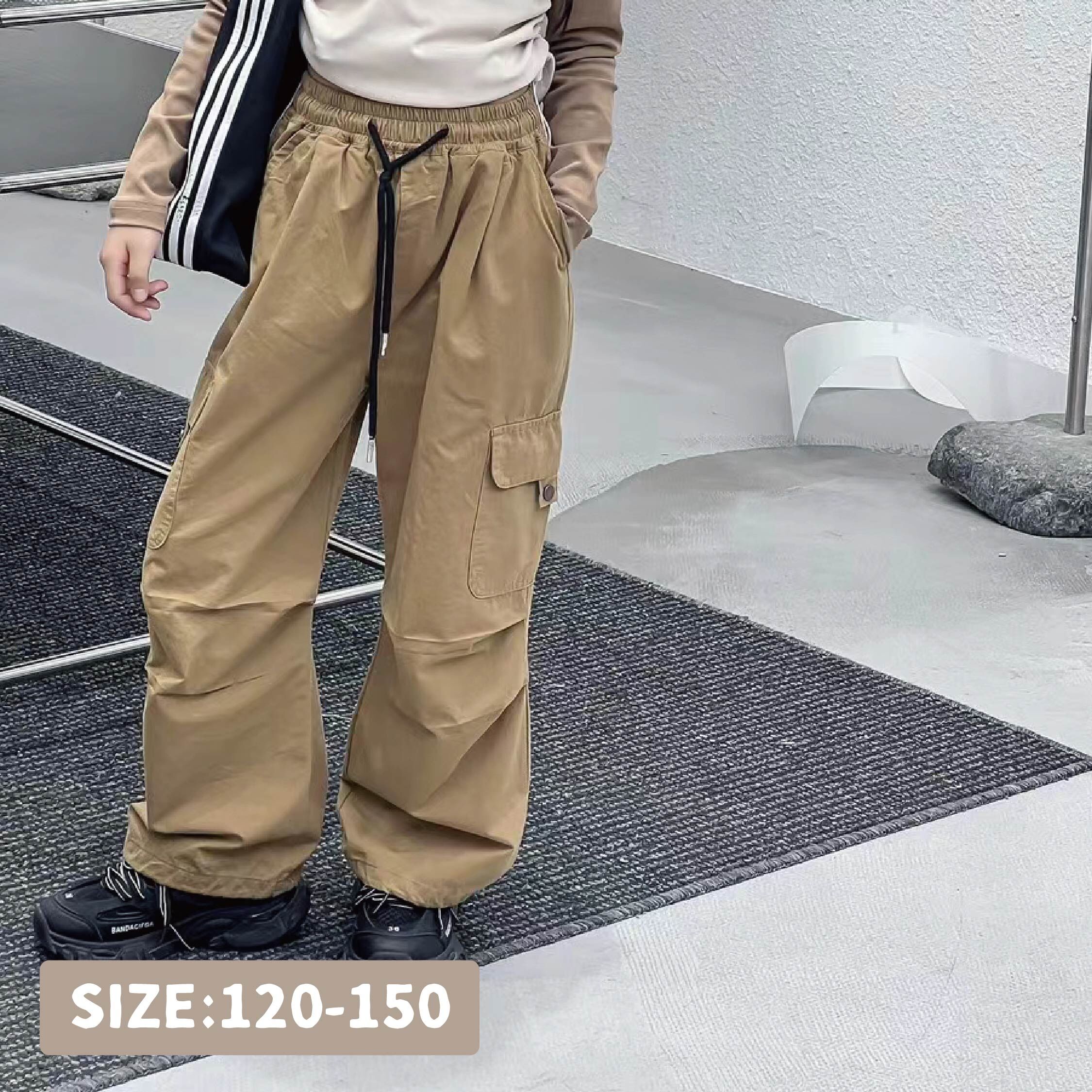 【H35341】個性抽繩束口設計工裝褲