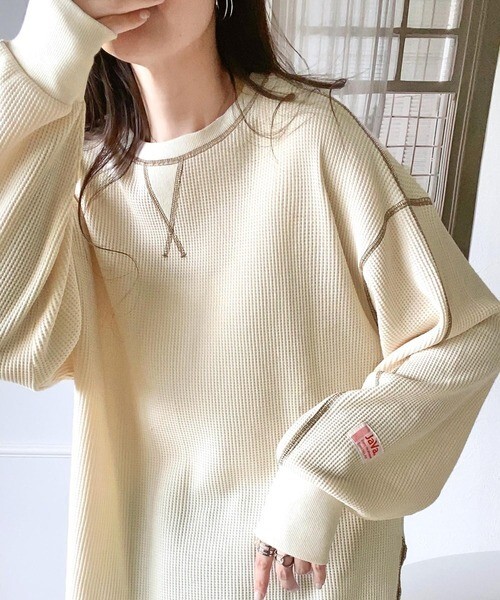 【OWN】JAVA JP 針織 縫線 華夫格 長袖 上衣 寬鬆 落肩 男女 黑色 灰色 米色