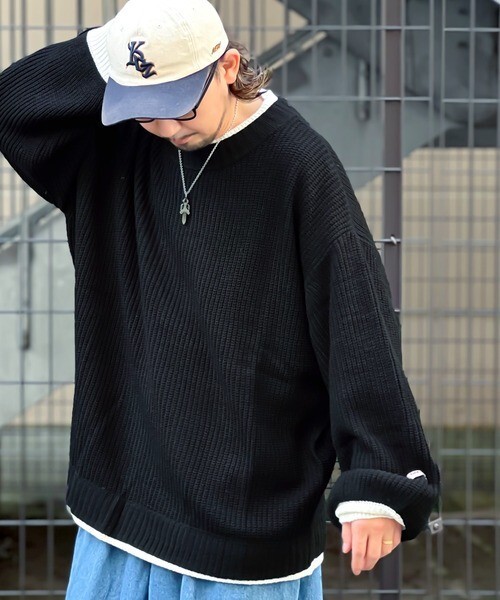 【OWN】JAVA JP 針織 拼色 撞色 華夫格 長袖 上衣 寬鬆 落肩 男女 黑色 綠色 米色 褐色 藍色