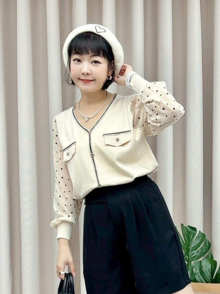 星星小香風Ｖ領針織上衣