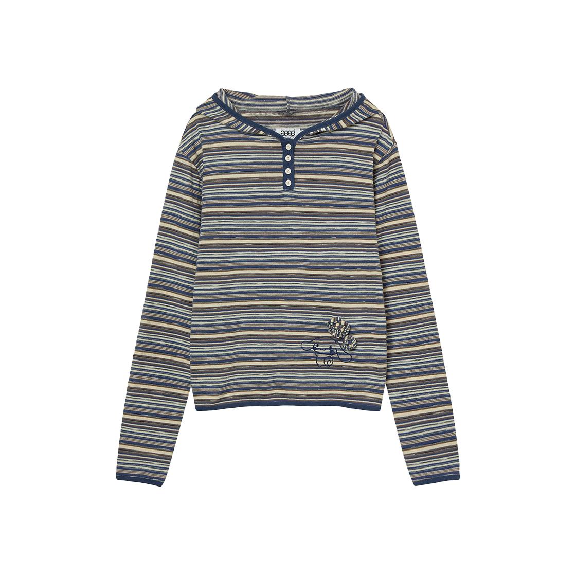 aeae x cinnamoroll - Stripe Knit Hoodie (Blue)