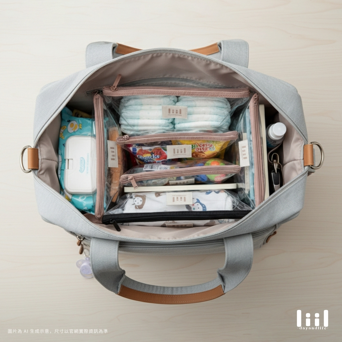 透明收納包分類-媽媽包整理技巧