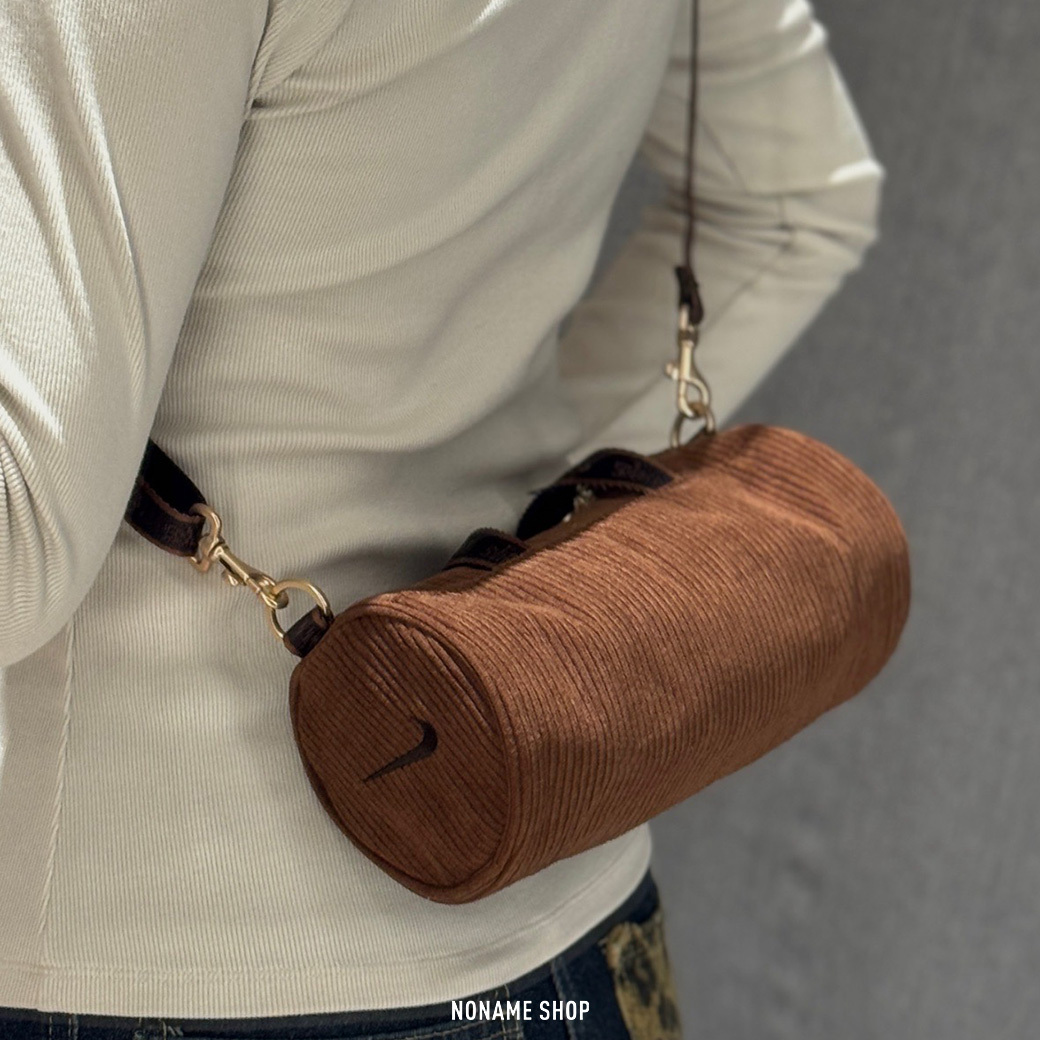 NIKE 可拆卸 肩背 燈芯絨 圓筒 手提包