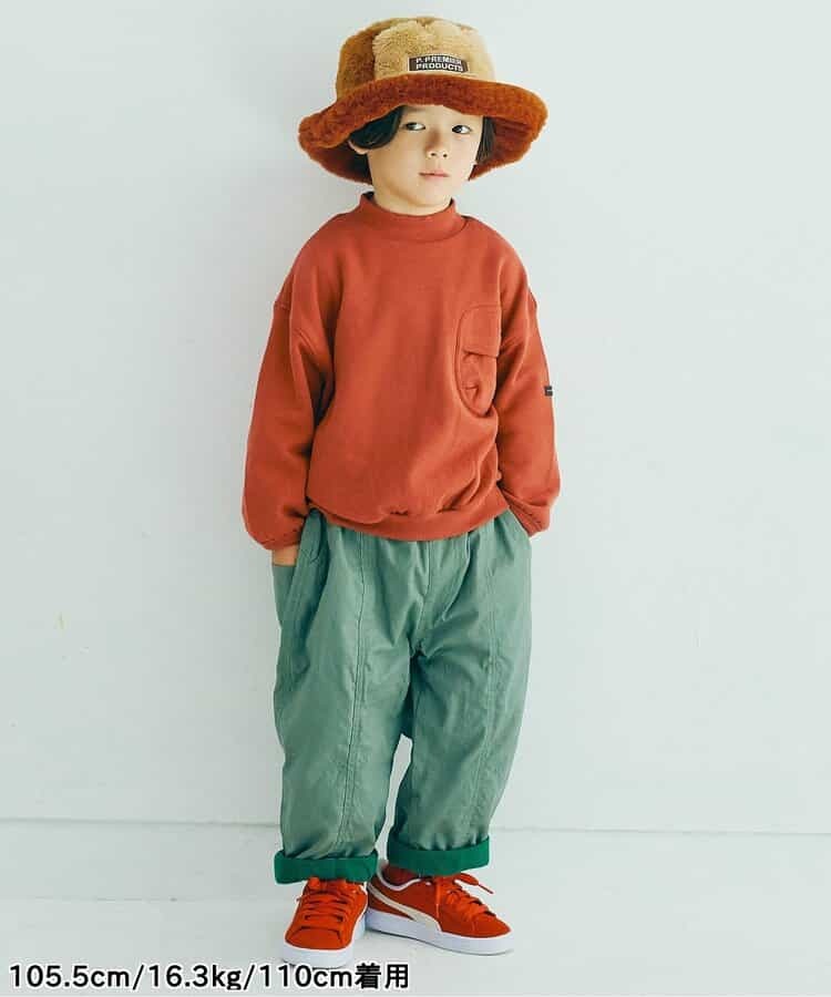 日本 p.premier 中領 純色系保暖長袖衛衣 (咖啡色，140) P511055