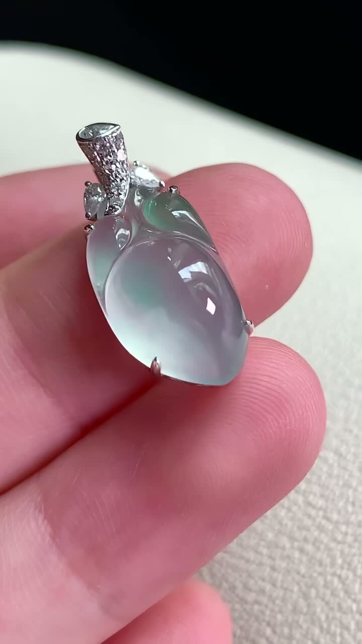 翡翠壽桃吊墜,天然翡翠A玉, 緬甸玉, Jade, Jadeite