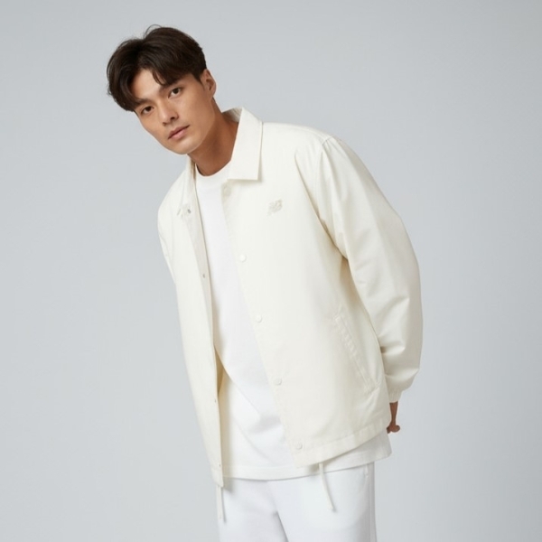 NEW BALANCE 外套 NB 米白 教練 襯衫外套 男 AMJ53317CIC