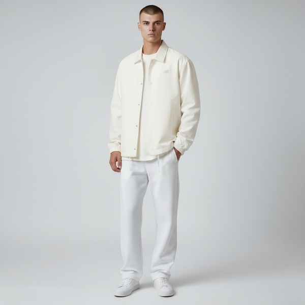 NEW BALANCE 外套 NB 米白 教練 襯衫外套 男 AMJ53317CIC