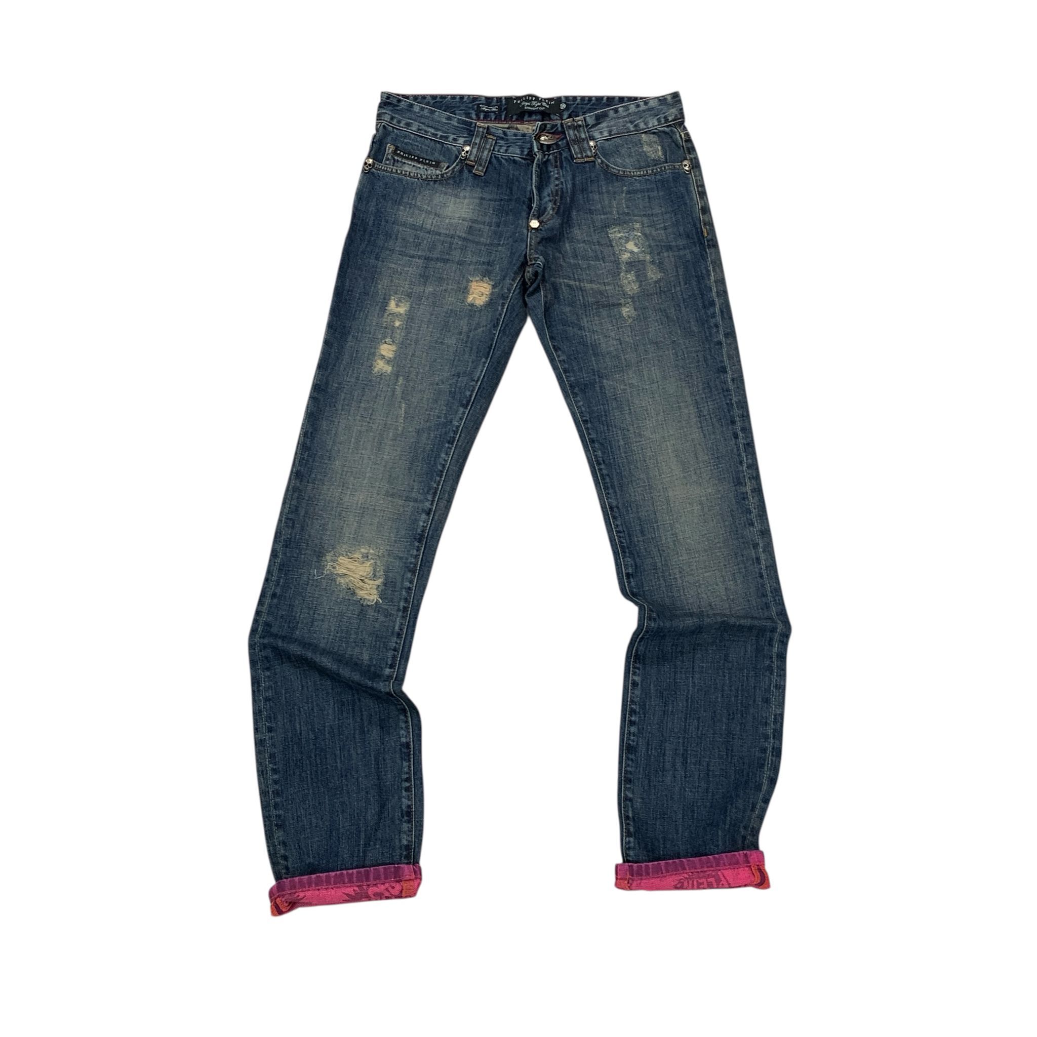 限時清倉價!!!全新PHILIPP PLEIN 做舊洗水藍牛仔褲 29碼 SS13 HM5050 08AB#BRAND NEW #香榭站正品