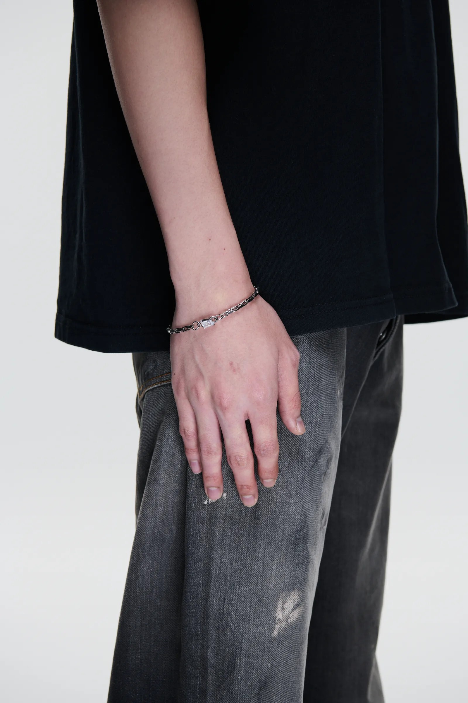 MIXTURE MB030 玻璃 鋯石 純鋼 拼接 手鏈