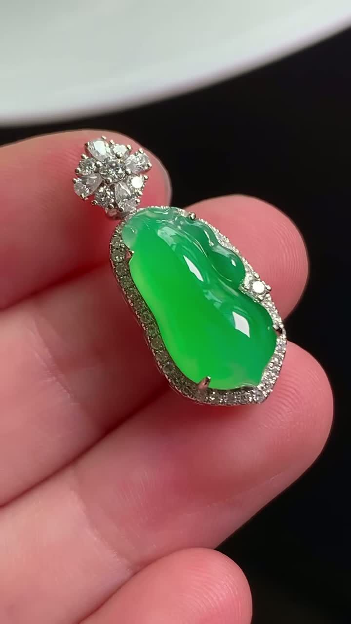 翡翠福瓜吊墜,天然翡翠A玉, 緬甸玉, Jade, Jadeite