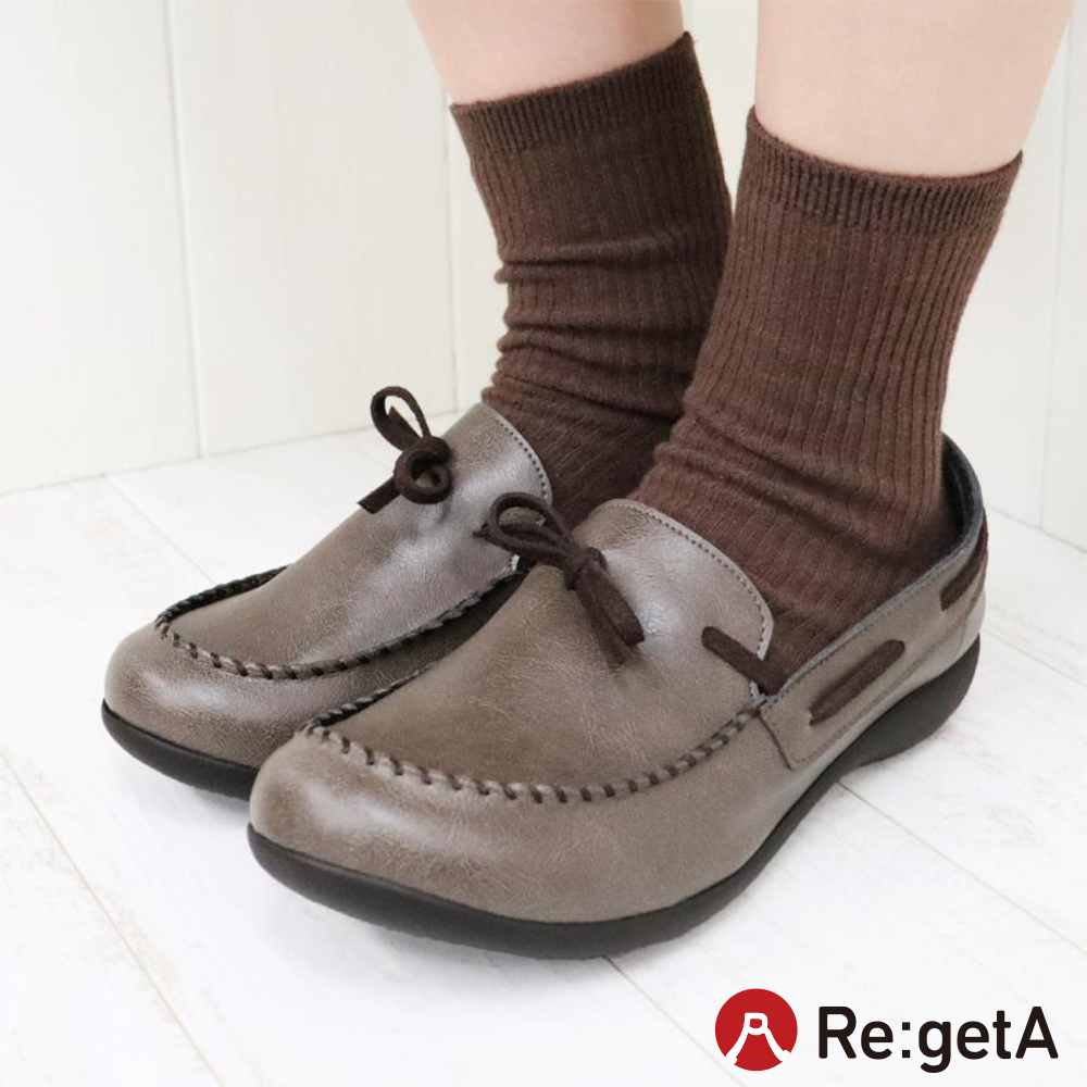 大阪樂步健康鞋 Re:getA軟皮綁帶樂福鞋R2362(DGY-深灰色)