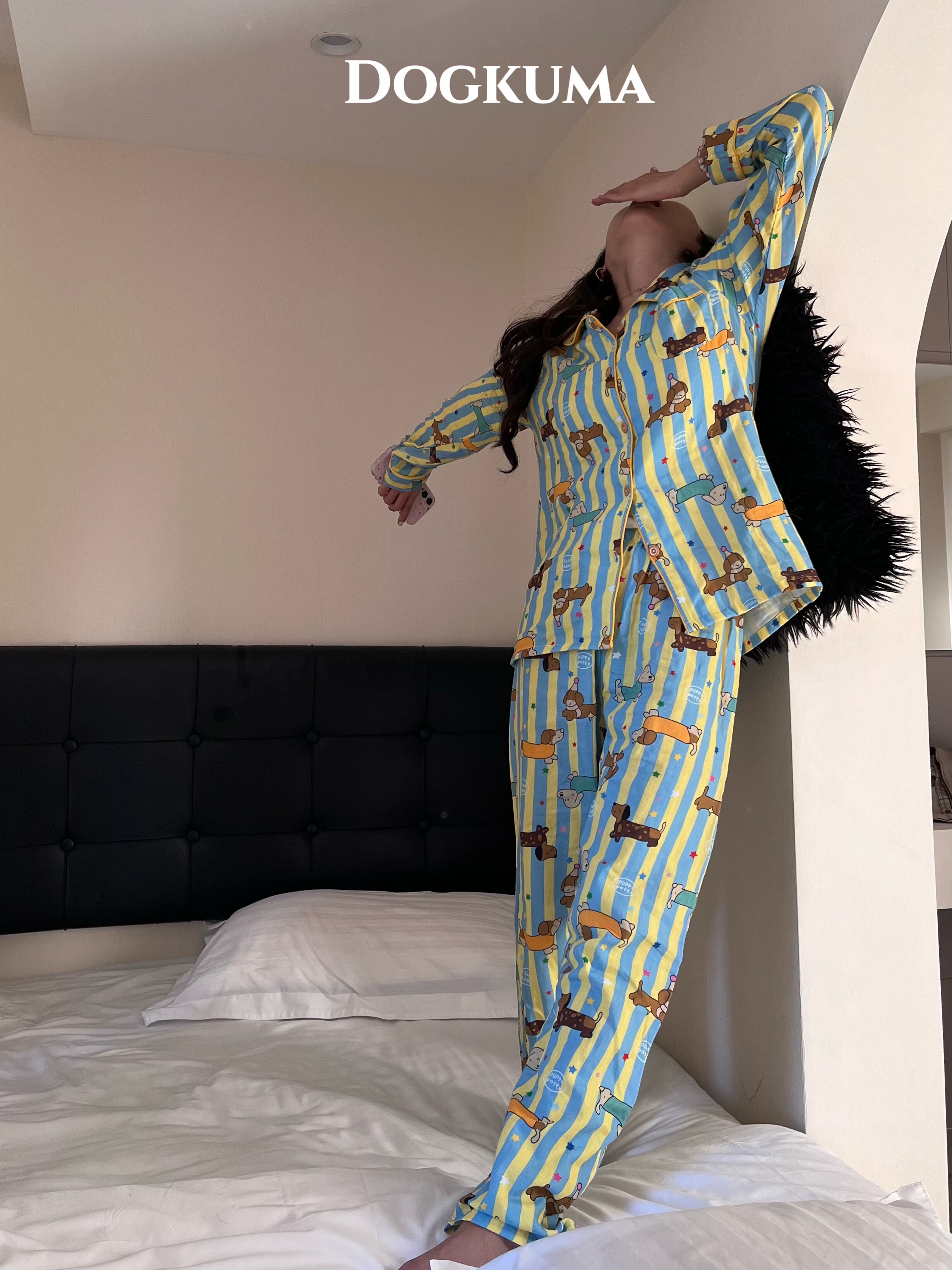 DOGKUMA - 狗狗印花主人睡衣套裝（家長款）