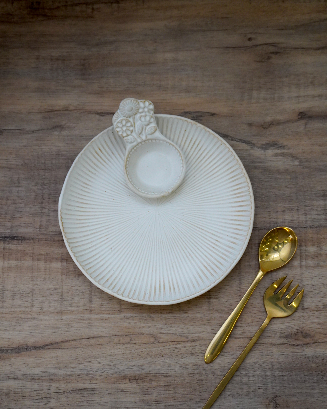 益子燒 SEN 十草圓餐碟 白色｜職人 若林健吾