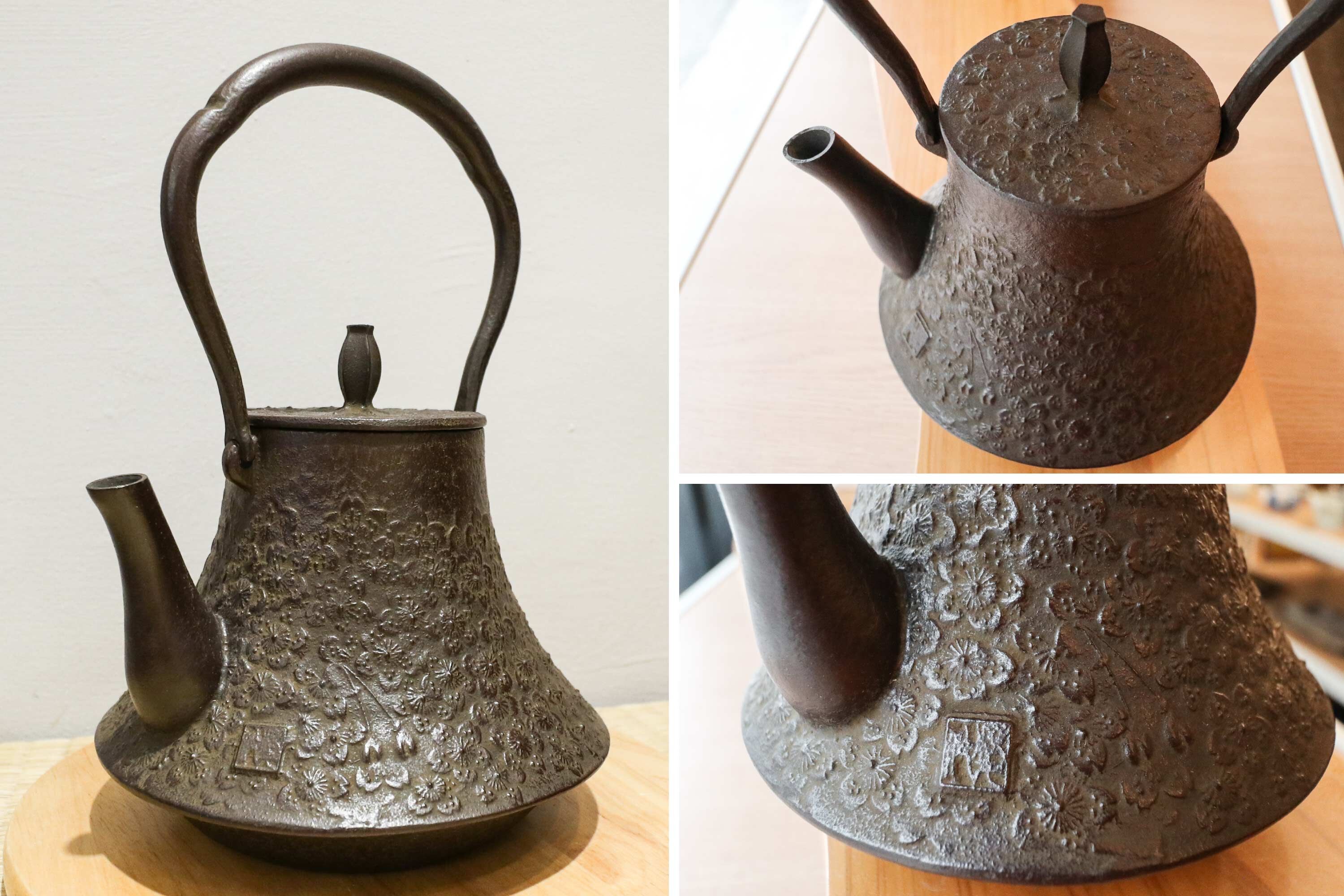 煮水泡茶用的日本製南部鐵器櫻花紋樣鑄鐵壺