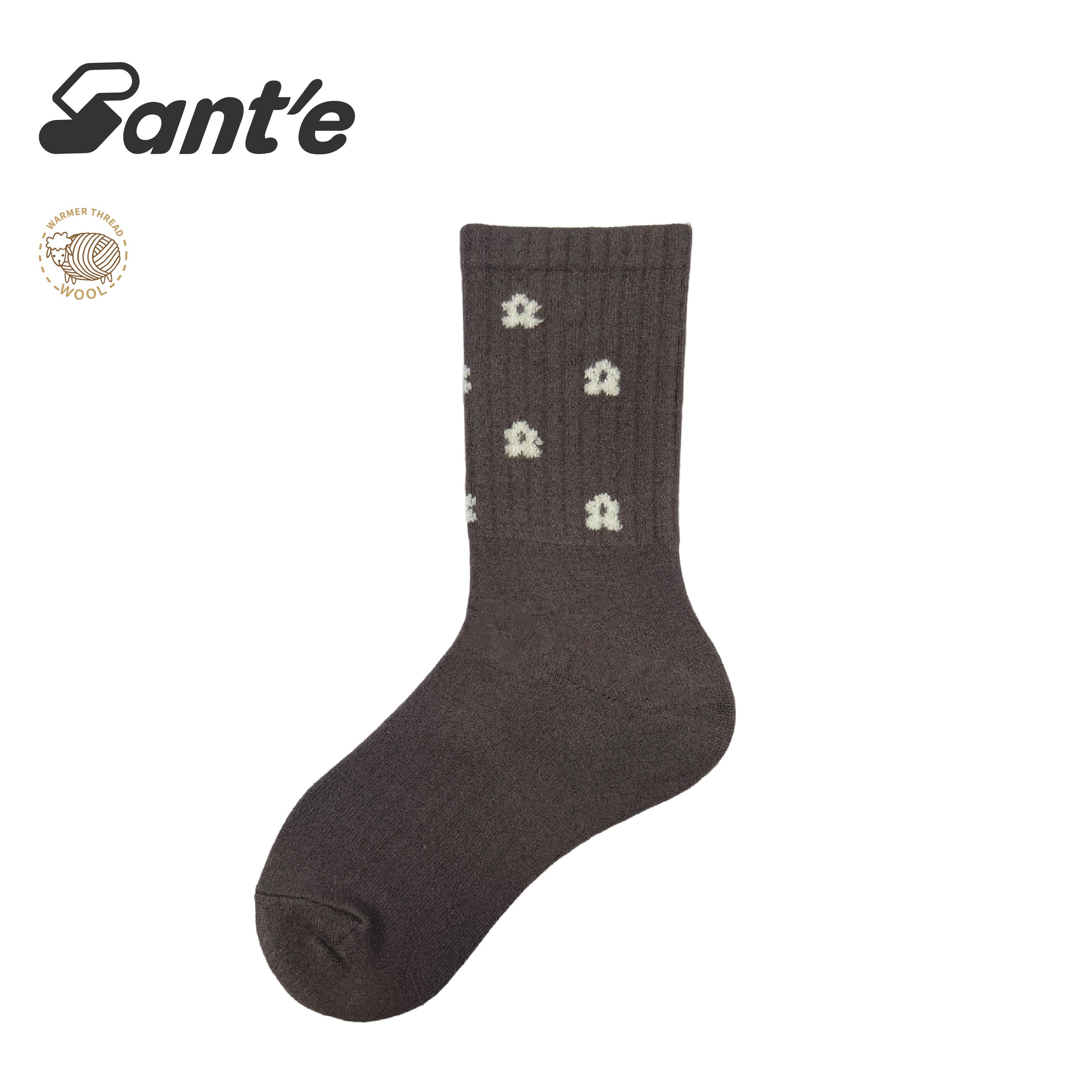 Santé 台灣 花朵中筒羊毛襪 女款 (5色) 44SA5002