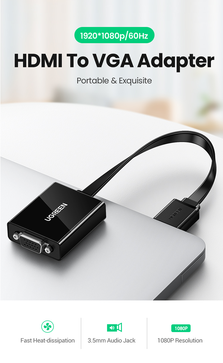 Ugreen HDMI 轉 VGA 轉換器 - 25CM_MM103-40248