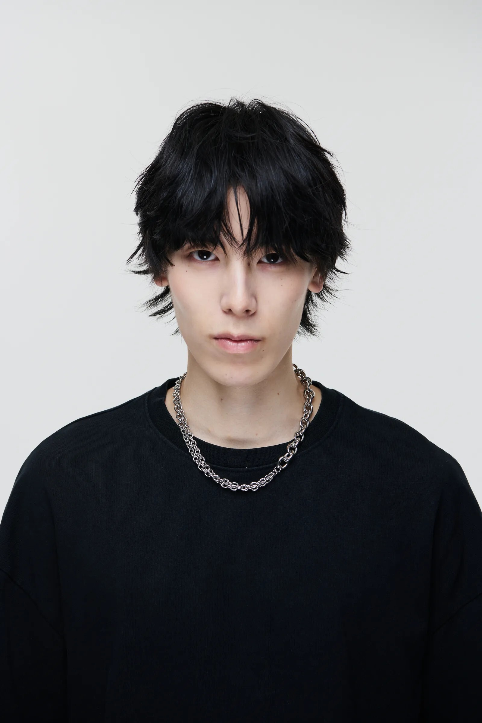 MIXTURE MN035 大小 橢圓 實心 純鋼 不對稱 拼接 項鍊