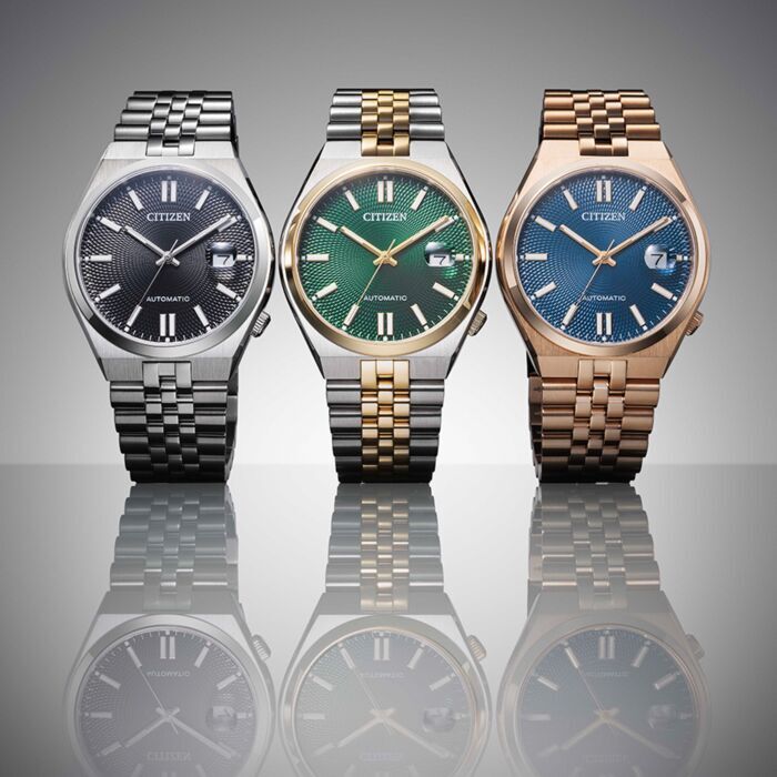 星辰 Citizen 男士自動機械腕錶 Citizen Tsuyosa 60 NK0020-55E 黑色錶盤 / NK0023-57L 藍色錶盤 / NK0024-54X 綠色錶盤 , 不鏽鋼錶殼 40 毫米錶徑 – 藍鏈寶石錶 50 公尺防水 60 小時 50 公尺防水 水晶動力