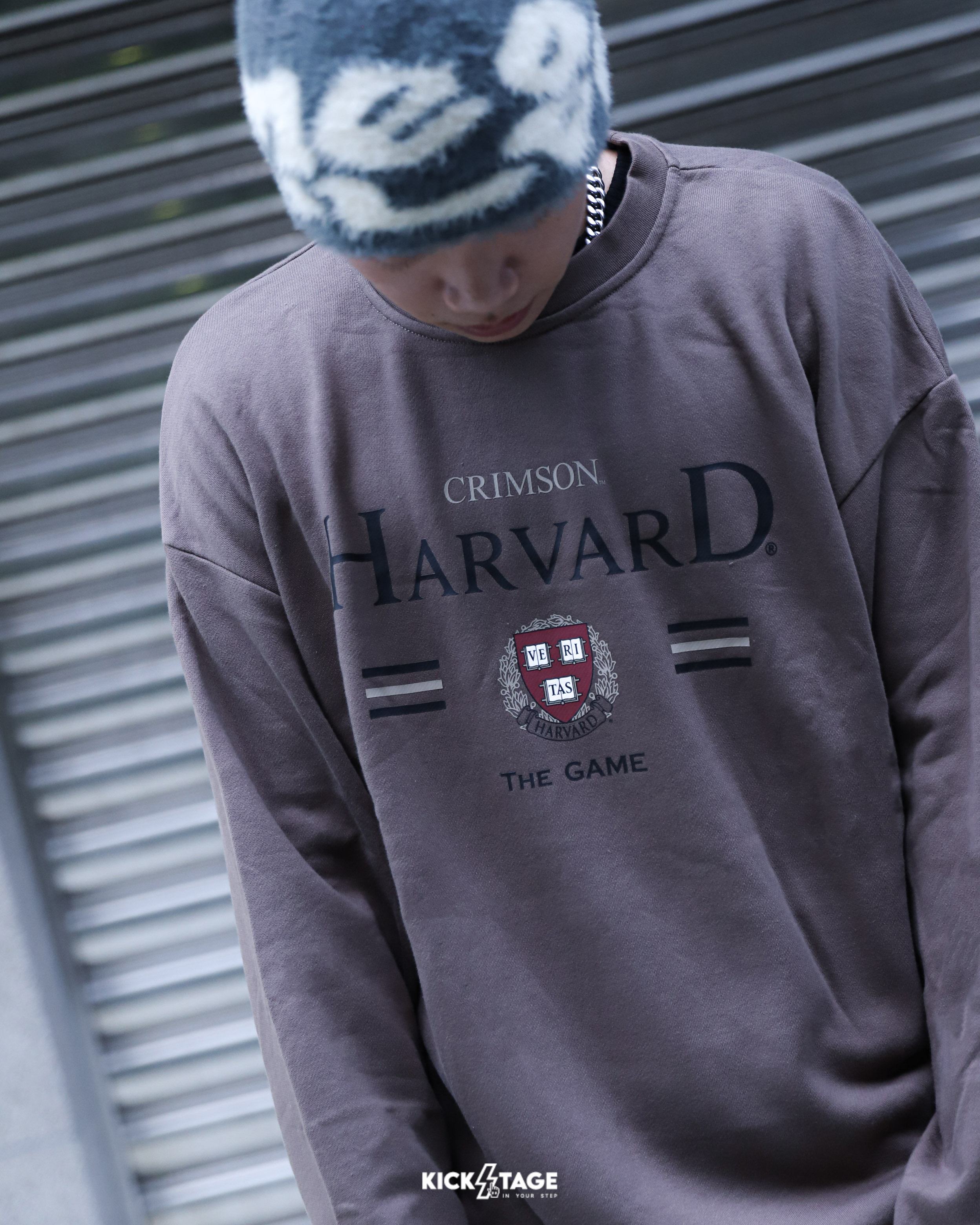 NCAA TEE 咖啡色 淺藍色 哈佛 北卡 圓領 休閒 基本 大印花 長袖 長T 大學T【7355102】