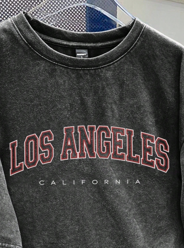 KADMAX大尺碼-大碼復古水洗3D字母短袖TEE〈KSMS2582〉