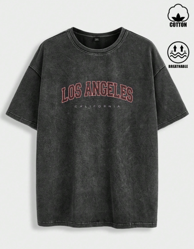 KADMAX大尺碼-大碼復古水洗3D字母短袖TEE〈KSMS2582〉