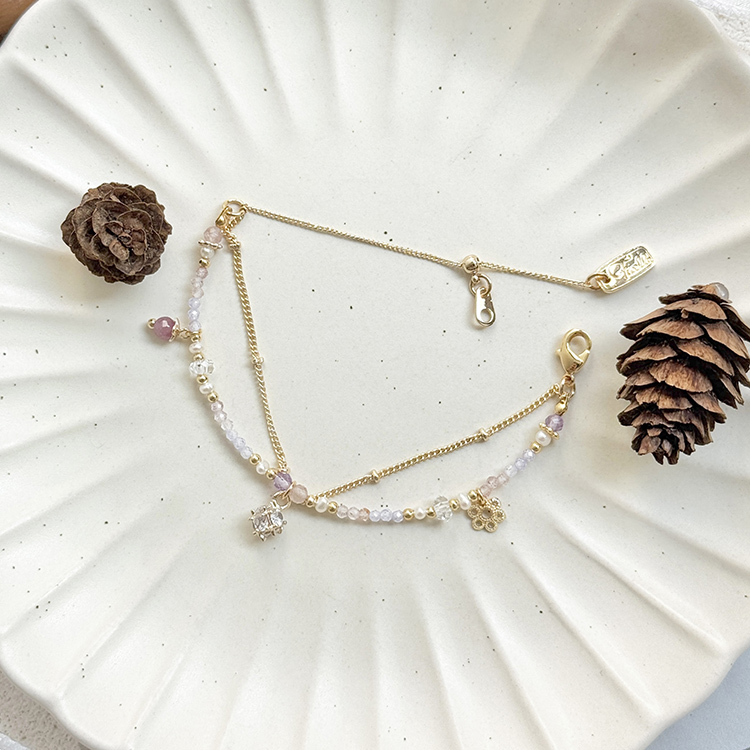 生日花 • 陸月貳伍 • 須苞石竹 – 草莓紫水晶 – 手鍊