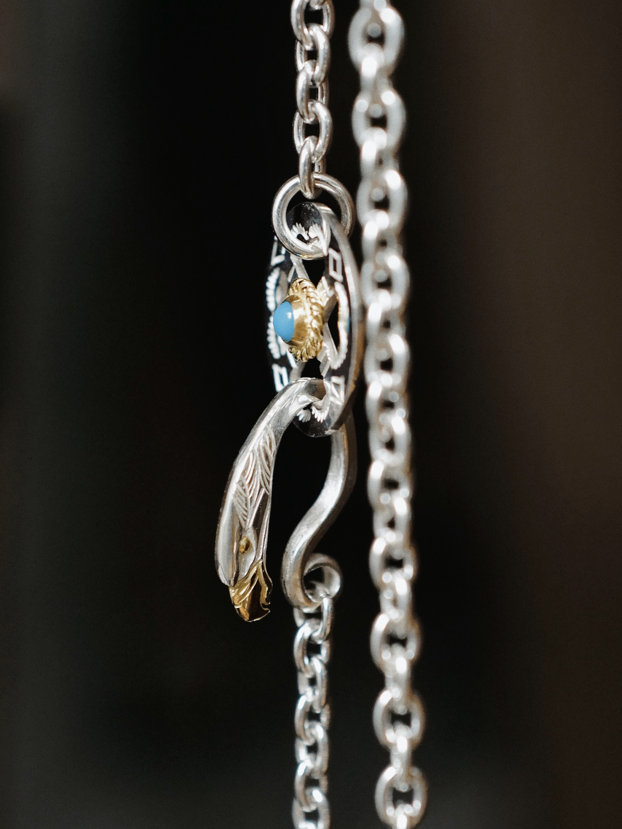 點金繩松石輪配金眼金嘴鷹扣60cm set