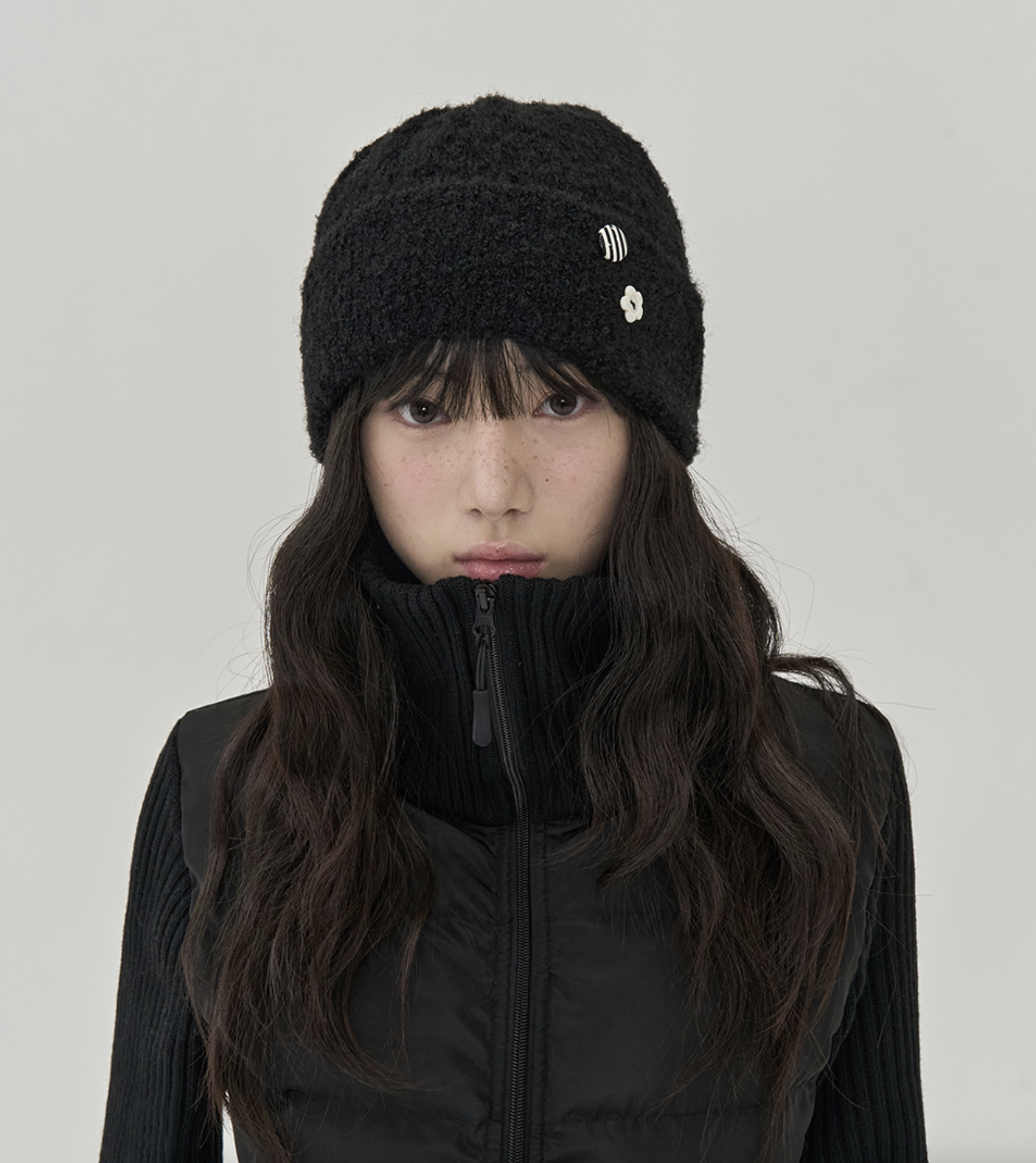 <🇰🇷黑五狂折!!>TOFFEE 小花 鈕扣 帽子 毛帽 針織帽 三色