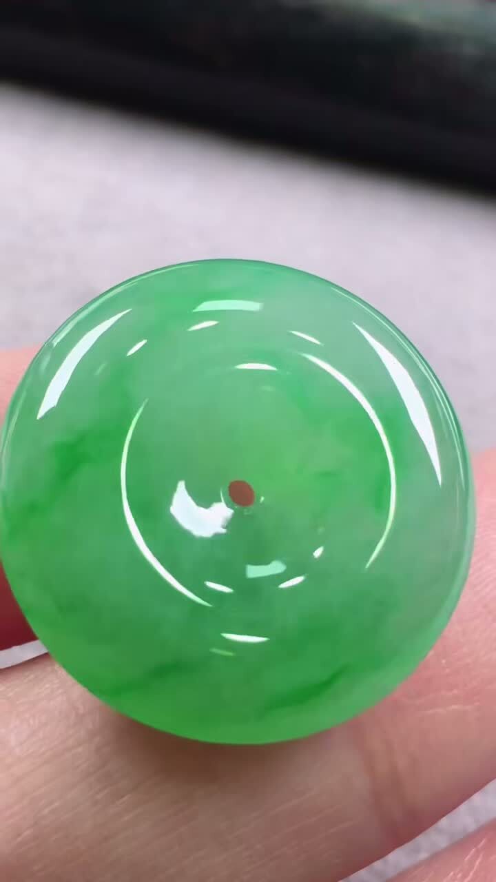 翡翠陽綠平安扣 (22.3mm直徑),天然翡翠A玉, 緬甸玉, Jade, Jadeite