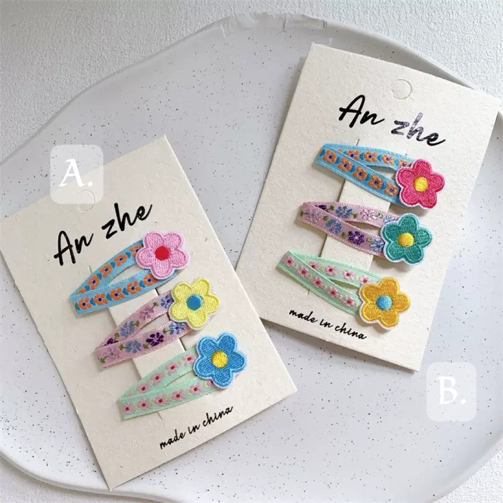 繽紛刺繡小花髮夾