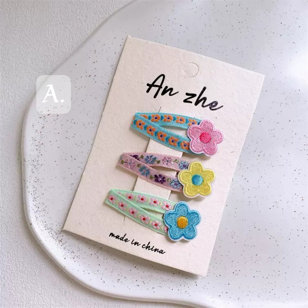繽紛刺繡小花髮夾