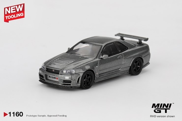 PO-$80 * MINI GT * 1:64 1160 Nissan Skyline GT-R Dark Metal Gray (NISMO BNR34 CRS Version) RHD