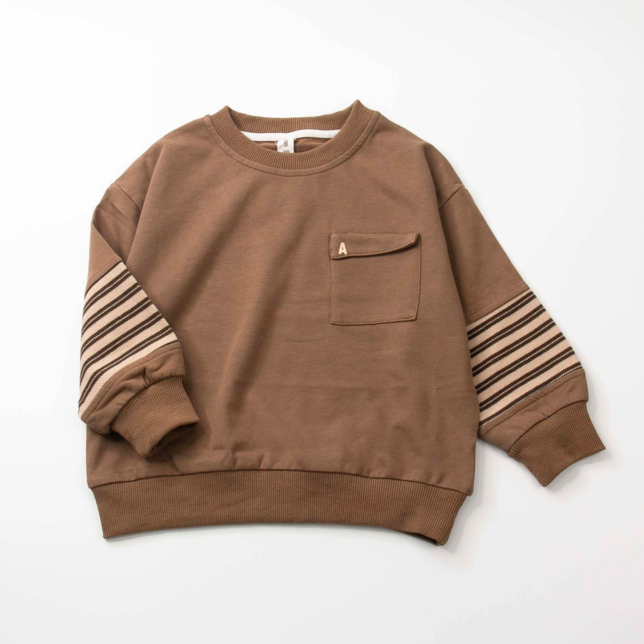 【H35055】字母口袋線條拼接袖上衣